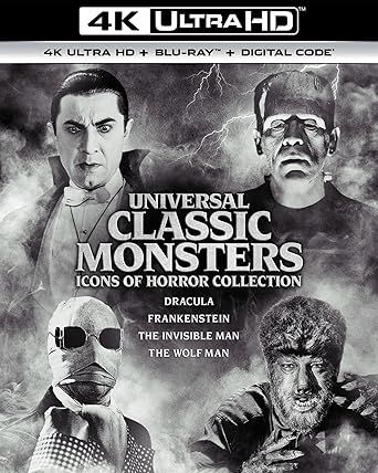 Universal Classic Monsters: Icons of Horror Collection (Dracula / Frankenstein / The Invisible Man / The Wolf Man) - 4K Ultra HD + Blu-ray + Digital