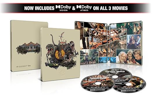 Jurassic Park Trilogy (Jurassic Park / The Lost World: Jurassic Park / Jurassic Park III) - Limited Edition Steelbook 4K Ultra HD + Digital