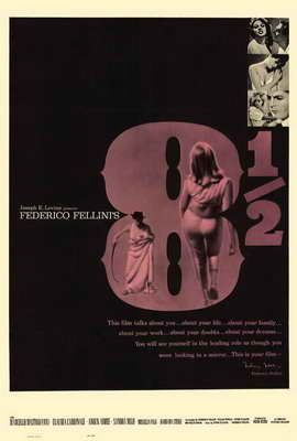 8 1/2 八部半  (1963) (黑地粉紅字美女背部) Style B Poster