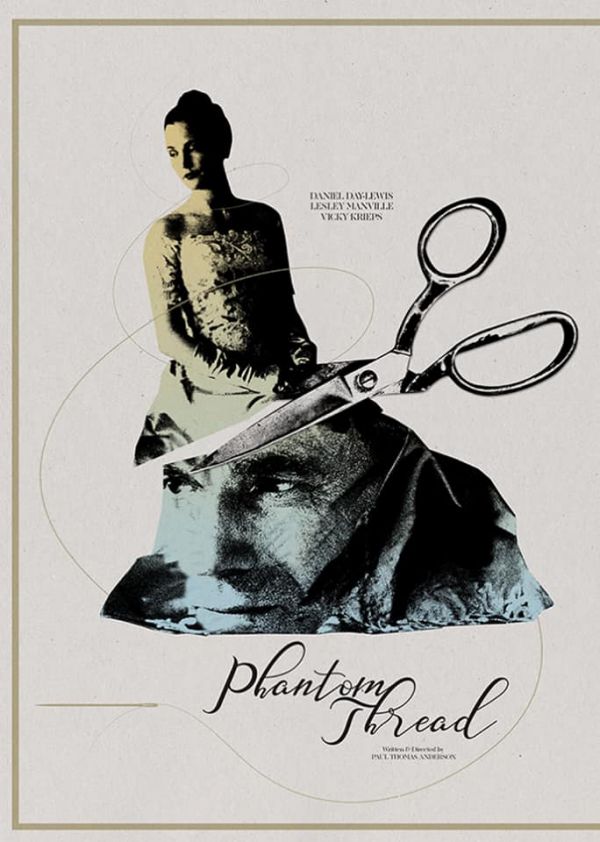 Phantom Thread 霓裳魅影 (男女主角中間鉸剪) Hard Paper Poster